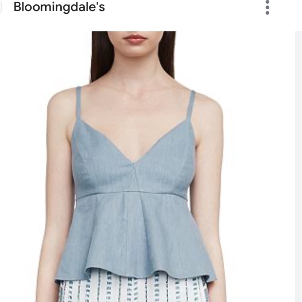 BCBGMAXAZRIA Meaghan Cropped Peplum Top White Large